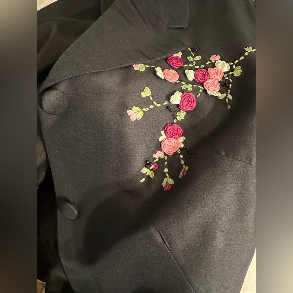 Tina Hagen L A SILK Vintage Dress Suit Embroidered Sz12 Formal Wedding guest - Picture 15 of 16